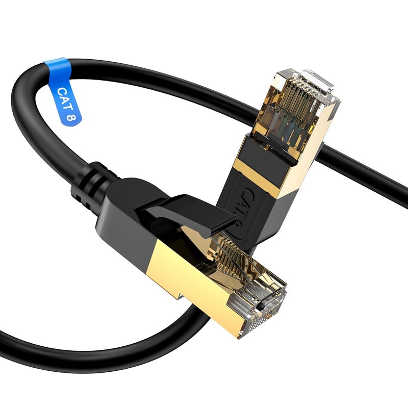 gruciso Cat 8 Ethernet Cable, 10FT High Speed Heavy Duty 26AWG Cat8 LAN Network Cable 40Gbps, 2000Mhz with Gold Plated RJ45 Connector, Outdoor&Indoor Internet Cable Compatible for Router Gaming Modem Xbox - Image 1